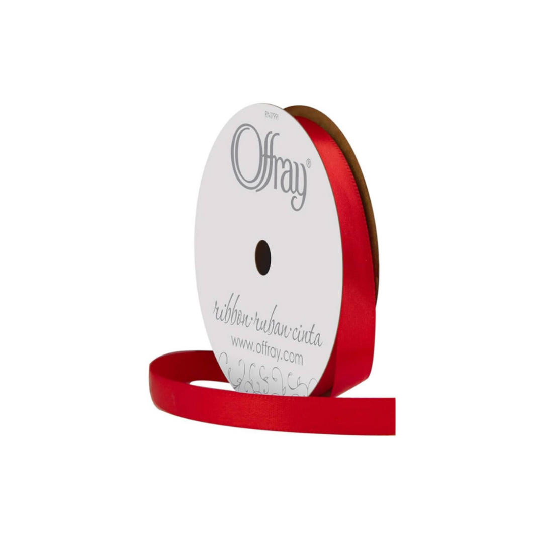 Red satin xmas ribbon (18ft) 3/8