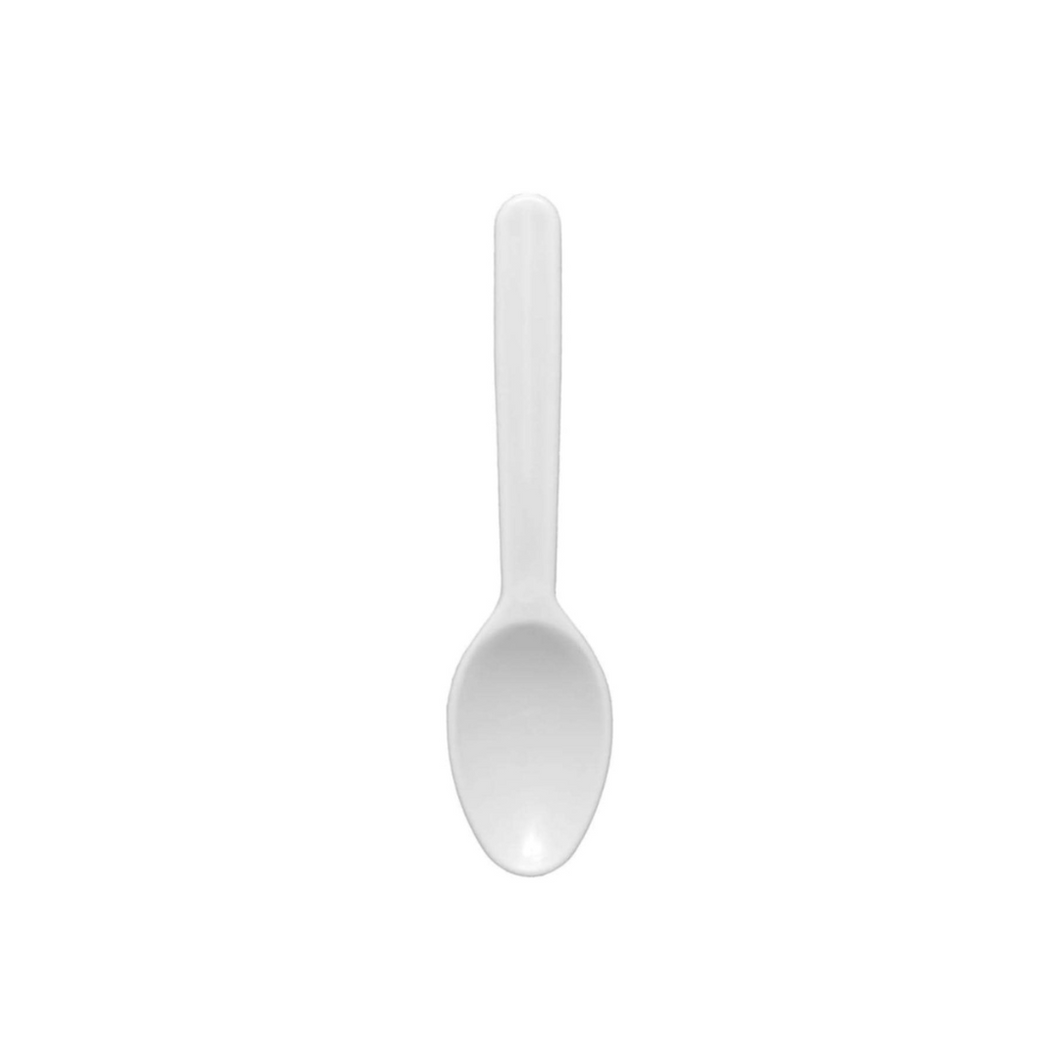 White plastic dessert spoons/appetiser (pk of 100)