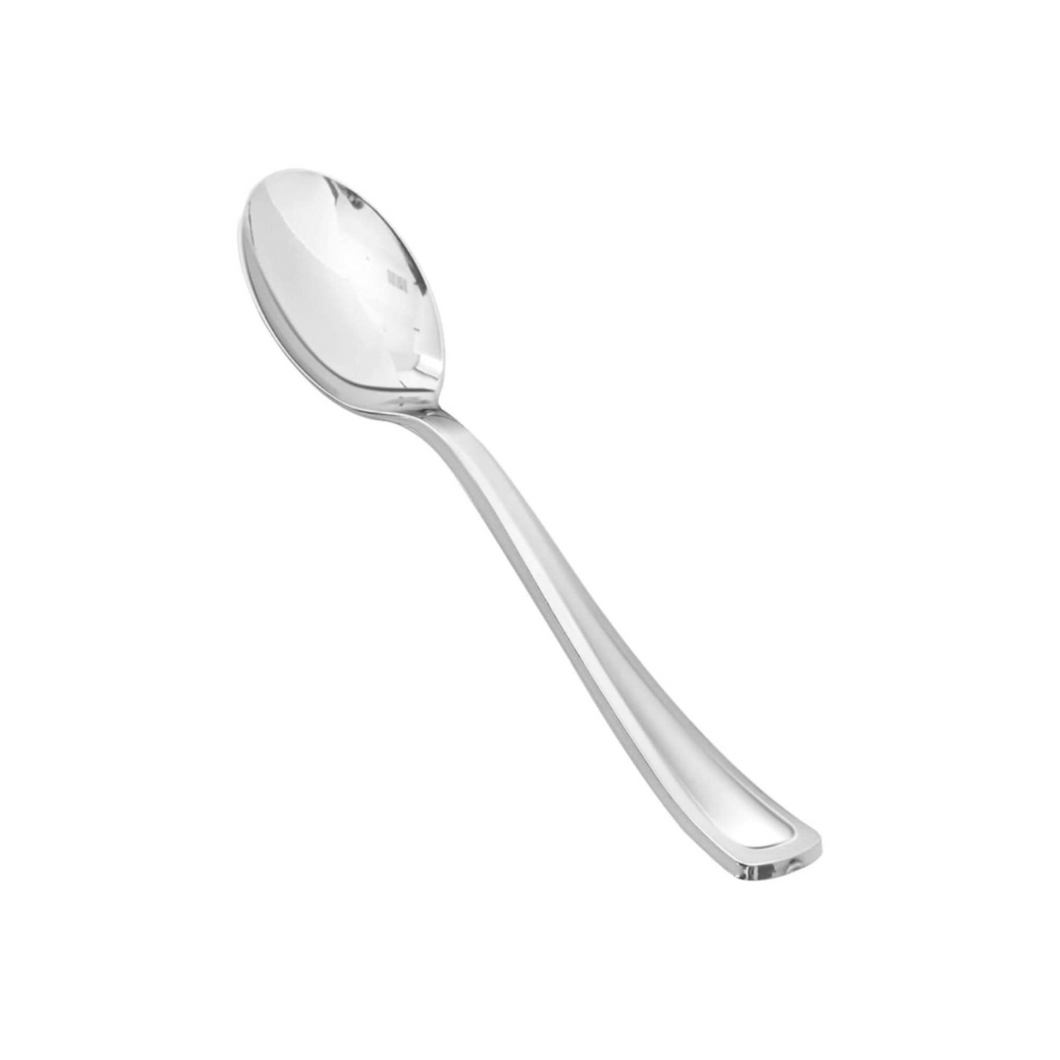 Silver plastic dessert/appetiser spoons (pk of 20)