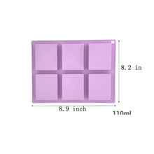 Load image into Gallery viewer, Blue square 6-cavity silicone mold for chocolate, cake, brownie bites, fudge, etc.
